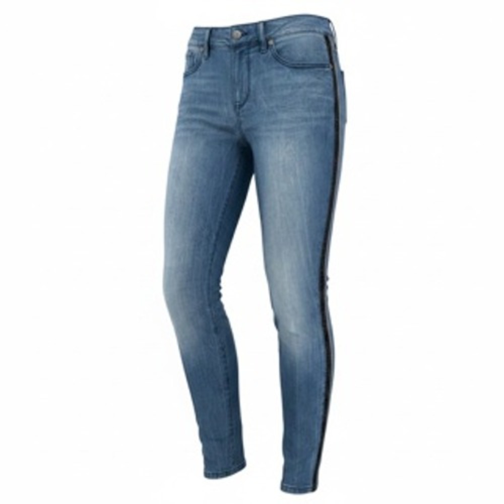 Sofia Jeans by Sofia Vergara Rosa Curvy Ankle Glitter Side Stripe Jeans Blue 2